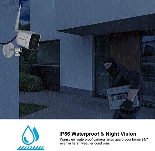 Câmera de segurança ao ar livre, Wansview 1080p WIFI WIFI IP66 Câmera de vigilância à prova d'água com detecção de movimento,