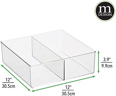 Mdesign Plastic Organizer Box, recipiente dividido de armazenamento de armário para armário de quarto ou gavetas de cômoda, leggings de loja, meias, gravatas, camisas, carteira, acessórios, coleção Lumiere - CLEAR