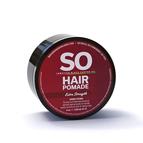 Então, pomada de cabelo de óleo de mamona preta jamaicana ideal para o couro cabeludo seco pontas/quebras de cabelo/frizz de cabelo/caspa e crescimento de cabelo para homens e mulheres, força extra, 4 oz