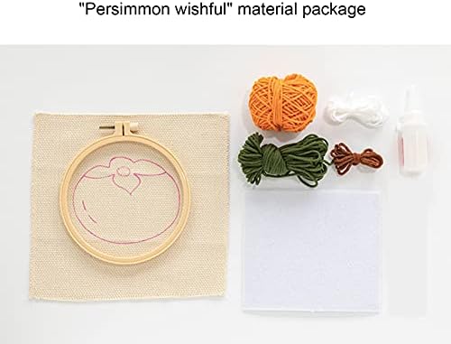 Lcyy Persimmon Punch agulha de bordados de bordados de partida kits, candiling Kit para iniciantes DIY, kits de gancho de trava para adultos para iniciantes crianças com ferramenta de agulha e bordado, 12x14cm/4.7x5.5in