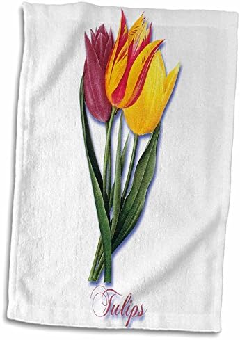 3drose tulipas coloridas em amarelo brilhante, vermelho e dourado e roxo - toalhas