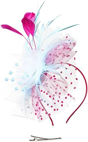 NAPOO Fascinadores para Mulheres 20S 50S Feather Fascinator Flor Feather Net Casamentos da Igreja Casamentos Hat para