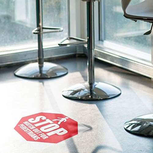 Cuidado com as placas Decalques de piso Param para os pedestres Red Anti-Slip SLIP Business Industrial Adreters 36 polegadas