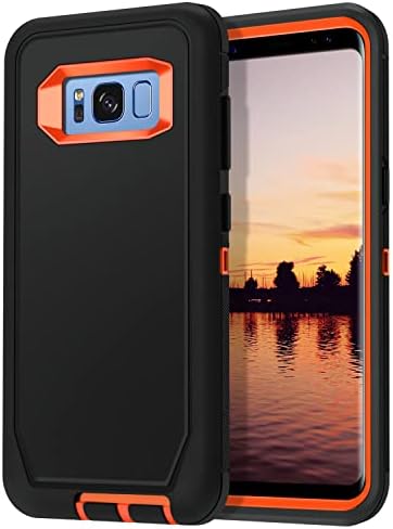 I-Honva para Galaxy S8 Caso Poeira à prova de choque/gota Prova de 3 camadas Proteção de corpo inteiro [sem protetor de tela] Caso de capa durável e pesado para Samsung Galaxy S8, preto/laranja