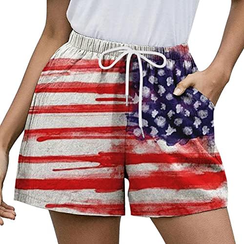 4 de julho Shorts para mulheres de verão Casual American Blag Blingar Shorts Liew Fit Cintura alta Lounge confortável Executando shorts de suor