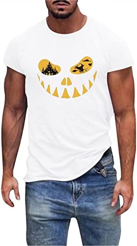 Camisetas de Halloween de XXBR masculino, Soldier Short Skeletton Print Funny Crewic Crew Neck Designer Festa de festa da festa
