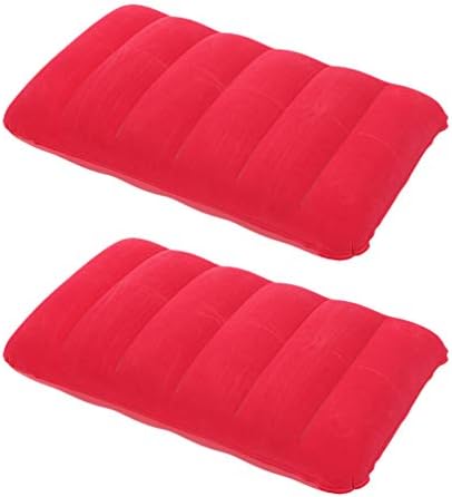 Pillow de acampamento LioBo 2pcs travesseiros de acampamento infláveis ​​PVC Flocking portátil Ultralight Travel Support Suporte