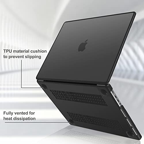 Procase para MacBook Pro 16 polegadas 2023 2021, Casos de proteção contra casca dura translúcida fosco fosco fosco para MacBook Pro 16 -preto