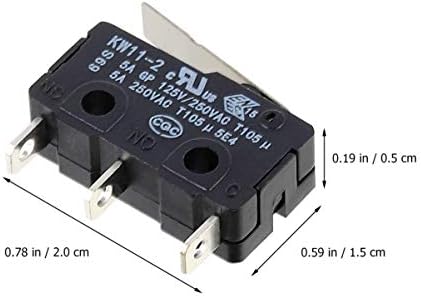 10pcs 10a no+nc -2 -2 interruptor de limite de limite de alavanca de dobradiça reta Mini Micro -Switch Black AC 125/250 V
