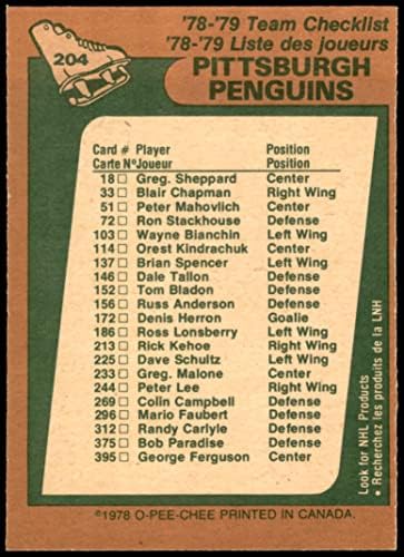 1978 O-Pee-Chee 204 Penguins Team Penguins NM Penguins