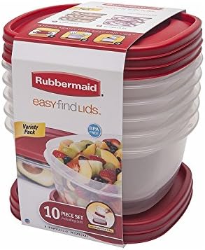 Recipientes de armazenamento da Rubbermaid, 10 peças, vermelho, claro