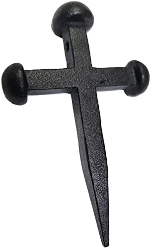 4 ”- unhas cruzadas- ferro rústico ornamental- Crucifix Cross Style- unhas de reprodução antiga- unhas de clavos decorativas para cabide de gancho, prego de sotaque- 4in x 2,5in- pico de ferro fundido preto