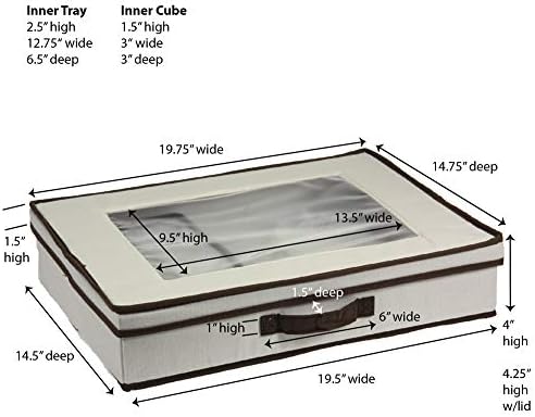 Caixa de visão de 545 itens de âmbito da família 545 com tampa e alças | Tabletop Linen Storage Conjunto de tela com acabamento marrom