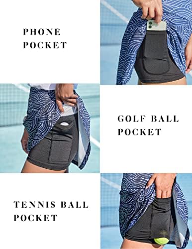 Coorun 18 Salia de tênis até as saias da cintura alta da cintura para mulheres plissadas shorts embutidos saias de golfe com bolsos