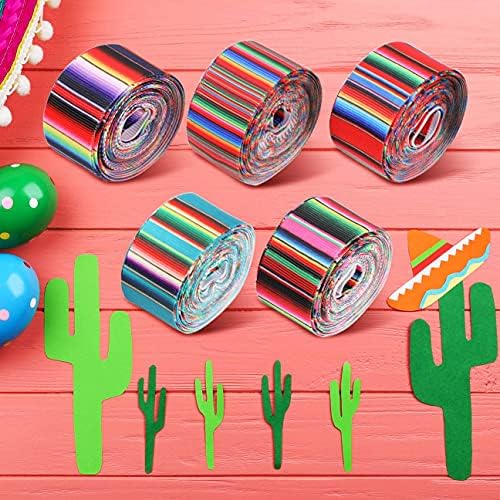 6 rolos fiesta fibans mexicanos faixas de arco -íris fitas de sera coloridas fitas mexicanas de gesta de gestão para embrulho de diy artesanato de festas decorações de cabelos suprimentos de costura