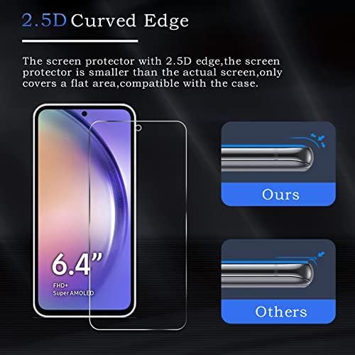 Protetor de tela 3Pack para Samsung Galaxy A54 5G, HD Tempered Glass Film [9H Drafidade] [Free de bolhas] [Prova de quebra] [Anti-Fingerprint] [Instalação fácil] Protetor de tela Compatível com Samsung Galaxy A54 5G 5G