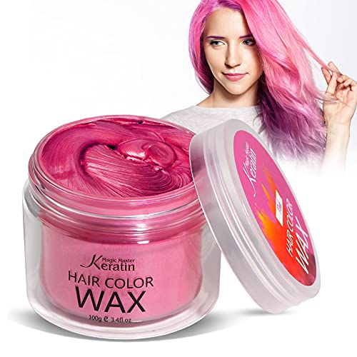 Cor de cera de cabelo temporária rosa, magia mestre de cera de tinta de tinta de ceratina, 3,4 fl oz oz lavajuste de cabelo