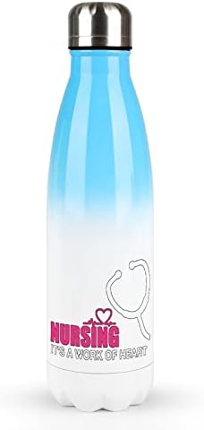 A enfermagem é uma obra de garrafa de água com isolamento cardíaco em aço inoxidável coque caneca de caneca com tampa à prova de vazamentos para acampamento de piquenique quente e frio