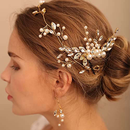 Beryuan Bridal Pearl Rhinestone Brincha de fada de cabeça do casamento Acessórios de cabelo de casamento fofos para mulheres e meninas