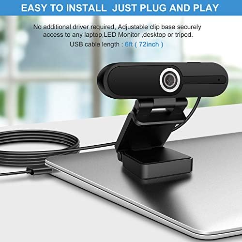 Webcam com microfone, câmera da web hd 1080p webcam com tripé de capa, laptop pc desktop camera windows mac os para