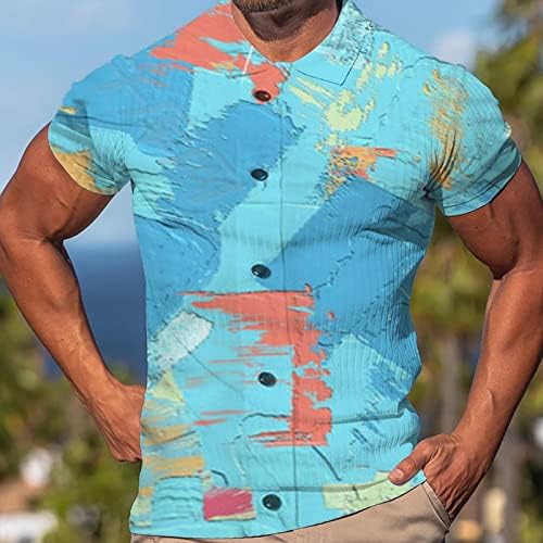 BMISEGM Summer Grand e Alto Camisas para homens Trendência de verão Trendência masculina Camisa 3DPOLO ZIPPER MANELA DE MANEL