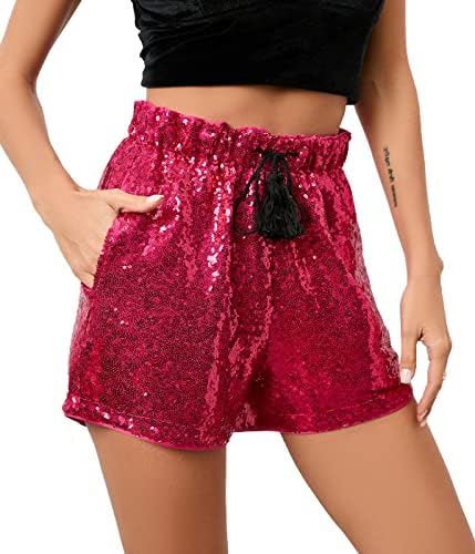 Lantejoulas de verão feminina shorts high way casual solta uma linha calça quente skorts de moda clubes noturnos