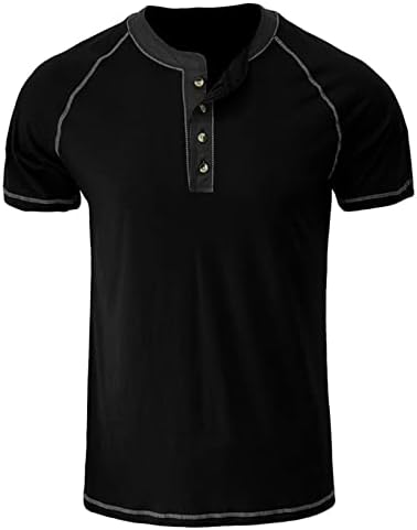 Bokitecao mass de moda Henley camisas, manga curta Botão leve camiseta básica