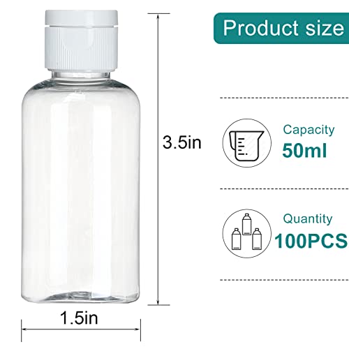 100 ml 50 ml de plástico garrafas vazias recipientes de viagem transparentes garrafas de tamanho de viagem com tampa de flip, hdpe squeezable reabilitação de higiene pessoal/garrafas cosméticas