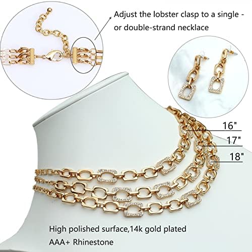 S Susann Gold Declaração de colar de jóias de figurinos para mulheres, colar de colarinho estético e brindes acessórios de moda para festa de noiva