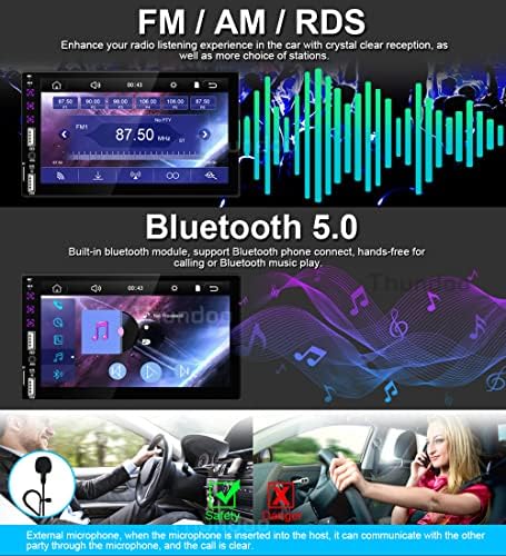 Double Din Car Stéreo Compatível com Apple CarPlay Android Auto Unidade de cabeça Touch Screen Radio com câmera de backup Bluetooth