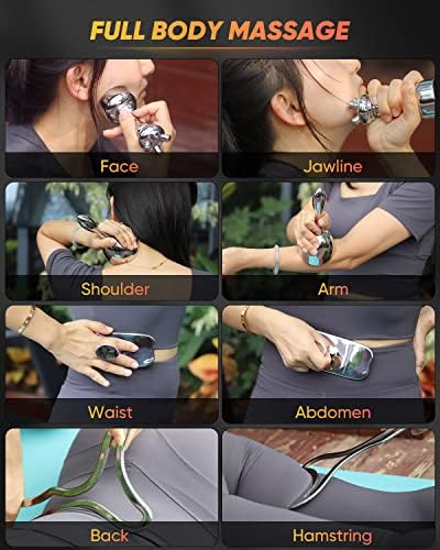 ONUEMP Kit de ferramentas de massagem em aço inoxidável de aço inoxidável, massageador de corpo de raspagem de gua