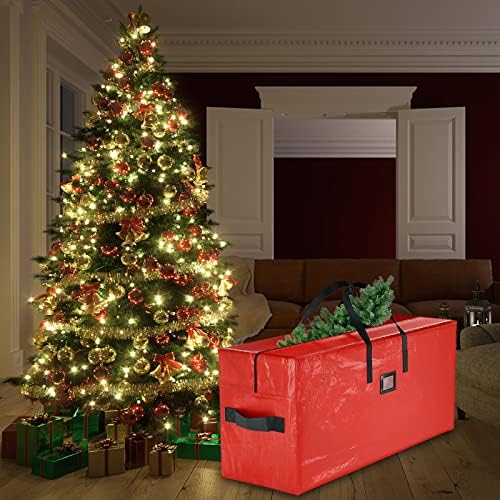 Dbylxmn Saco de armazenamento de árvore de Natal pode armazenar armazenamento de árvore de Natal Home Armazenamento doméstico Material à prova d'água Dust e bolso com zíper com alça de armário Armazenamento de cobertor