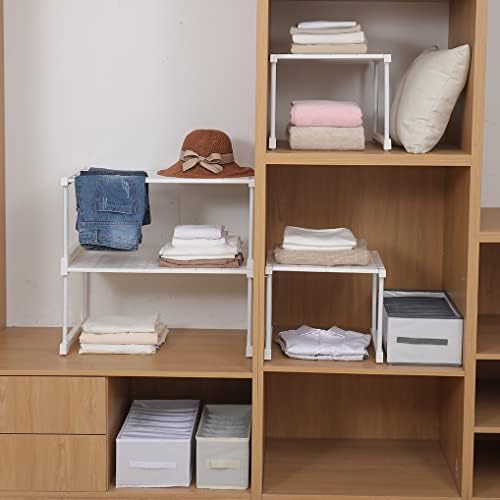 LIYIVNAA Ajuste a prateleira de armário ajustável Roupa de armazenamento de armazenamento de armazenamento de despensa organizador de guarda -roupa Rack de sapatos para banheiro, cozinha, quarto, entrada, embaixo da pia - branco