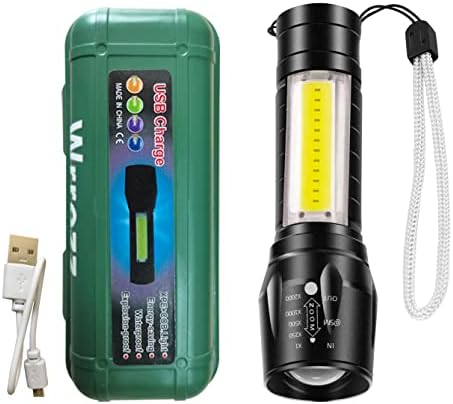 Lanterna de lanterna led wrrozz luz USB Mini tocha, Ultra Bright mais brilhante Flash leve com o bolso compacto compacto portátil lâmpada pequena com lanterna lateral, lanternas de viagem tática de alta potência 1 pacote 1 pacote