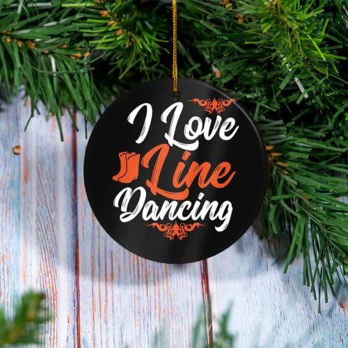Ornamentos personalizados - dança de linha I Love Line Dancing Ornament Black - presente atencioso, presente comemorativo, ornamento