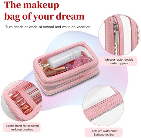 Seamosh rosa transparente maquiagem de higiene pessoal Bolsa organizadora de maquiagem para mulheres portáteis banheiros cosméticos