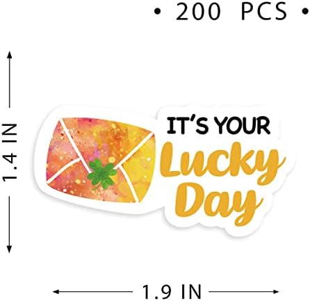 200 PCs É o seu dia de sorte adesivo do dia de Patrick, Shamrock Lucky Clover Envelopes adesivos para produtos artesanais/sacos pacotes comerciais, tema do dia de Patrick Small Shop Business Stickers para envelopes selain-rainbow