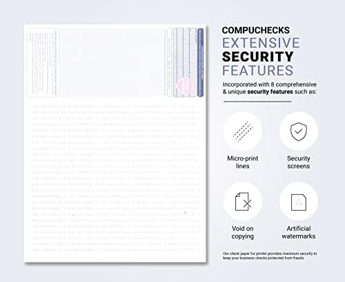 Compuchecks 500 Blank Check Stock - Computador Verificação de papel Compatível com QuickBooks - Verifique na parte superior e voucher
