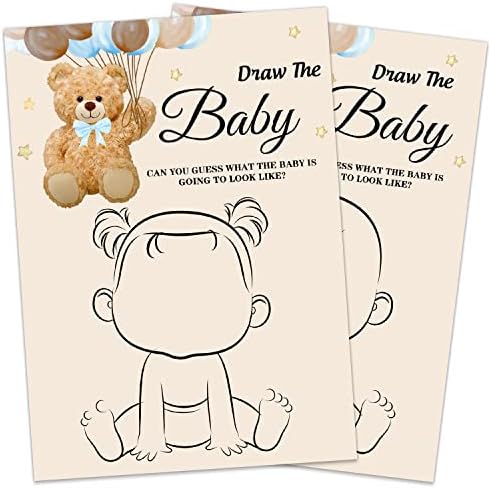 Desenhe jogos de chá de bebê -Dousado, idéias e suprimentos engraçados para festas de bebê para menino ou menino.