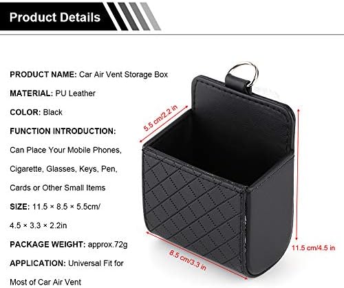 Keenso Universal Car Vent Organizer Box Storma, Black Automoth Back Interior Case com gancho, caixa de armazenamento de