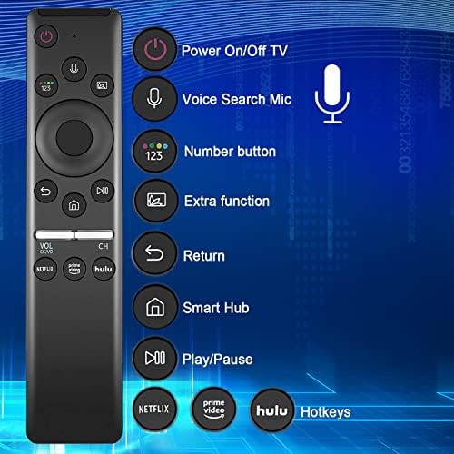 Substituição de controle remoto de voz para Samsung Smart TV Remote Controller com função de voz, para Samsung Crystal UHD QLED 4K 8K SMART TVS
