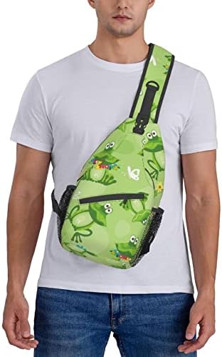 Prahuce Funny Frog Pattern Print Sling Mackpack para homens e mulheres bolsa de peito crossbody Travel Hucking Daypack