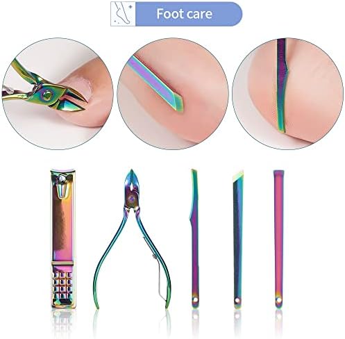 Kossma 7-15 peças Manicure Gret Clippers Pedicure Pedicure Aço inoxidável Rainbow Cutter Unhe