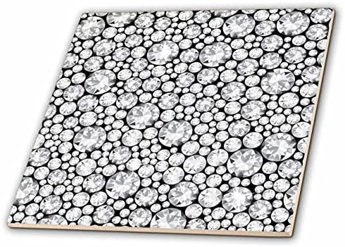 3drose glam branca na imagem preta de jóias de diamante Padrão aleatório - telhas