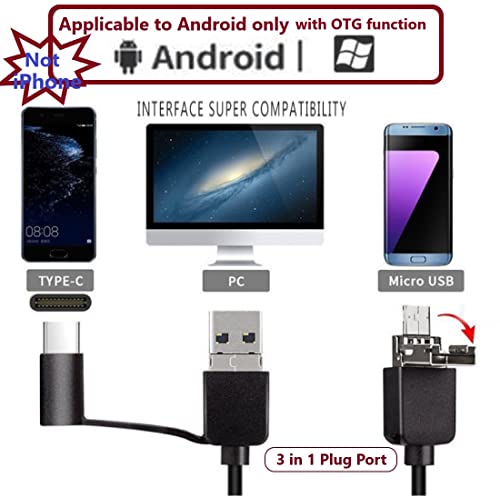 Endoscópio para telefone Android OTG, laptops, câmera de inspeção de borescópio de 5,5 mm, à prova d'água com USB, tipo C, plugue
