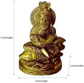 Bharat Haat Brass estátua de Sindhi Hindu Deus julelal com belo trabalho de escultura da Índia BH00124