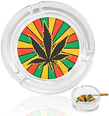 Rastafarian Weed Glass Ashtrays para cigarros e charutos Round Ash Bande