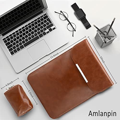 Caixa de manga de laptop de 13 polegadas, bolsa de capa de couro à prova d'água para 2020 MacBook Pro MacBook Air,