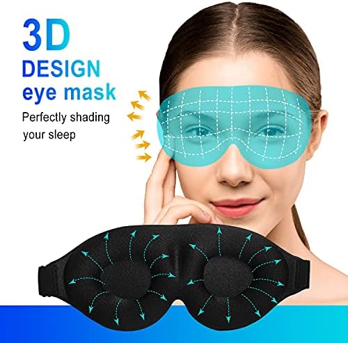 Máscara de sono 2 pacote, máscaras de sono para homens mulheres, copo de contorno 3D máscara de sono com faixa de cabeça ajustável, bloqueio de luz, leve e confortável ioga de viagem