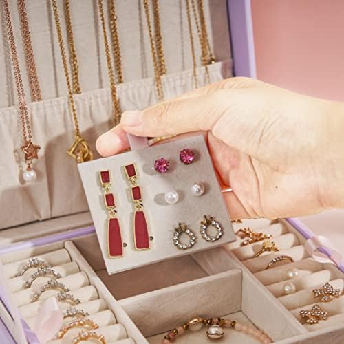 Caixa de jóias bewishome para meninas mulheres, caixa de jóias Caixa Ideal Presentes para mulheres mulheres, meninas Brincho Jóias de joalheria com bandeja removível para brincos de colar Anéis